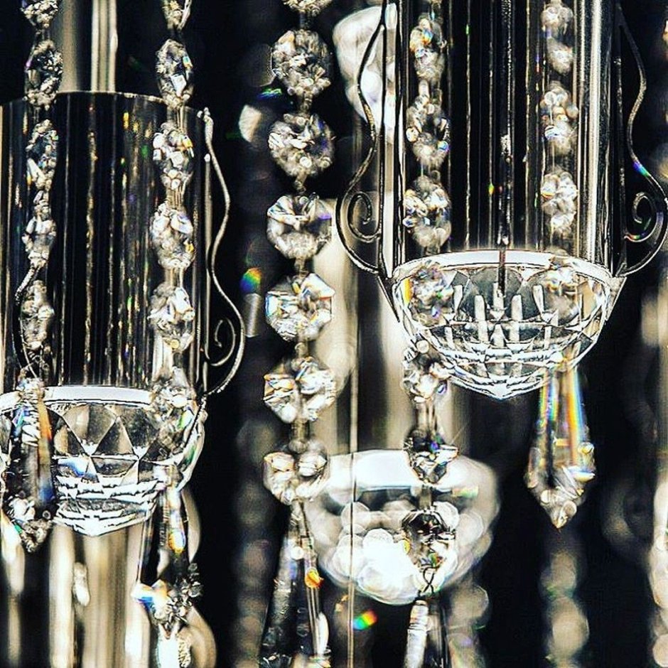 Люстра с тканью и хрусталем