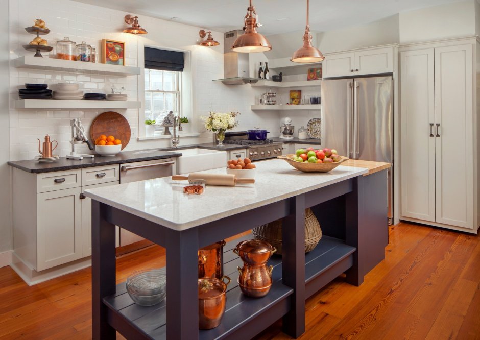 Медная посуда в интерьере кухни