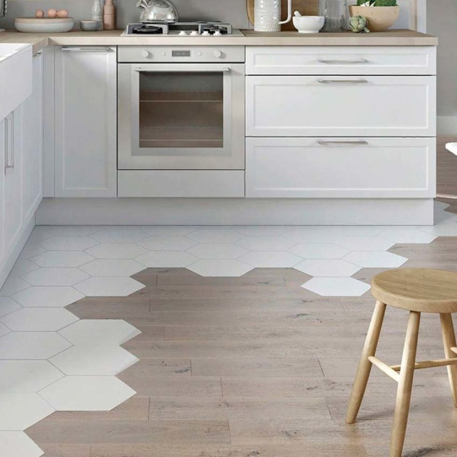 Плитка и ламинат на кухне