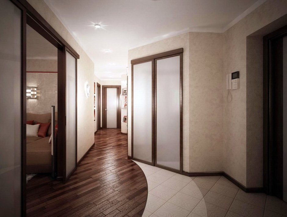 Плитка и ламинат в прихожей