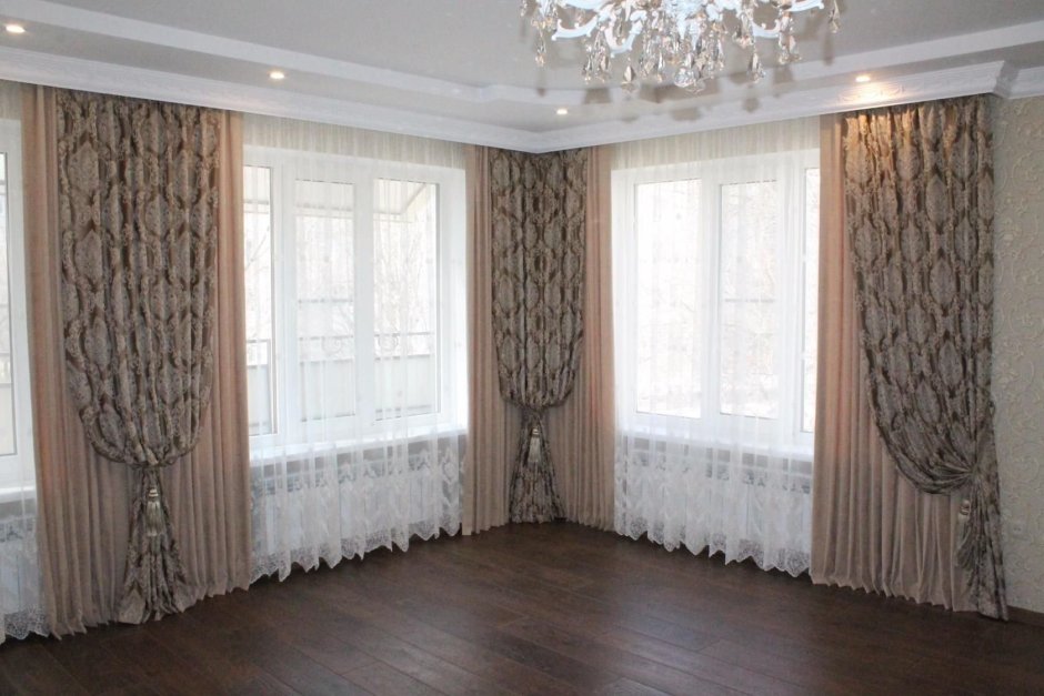Шторы на угловое окно в гостиную