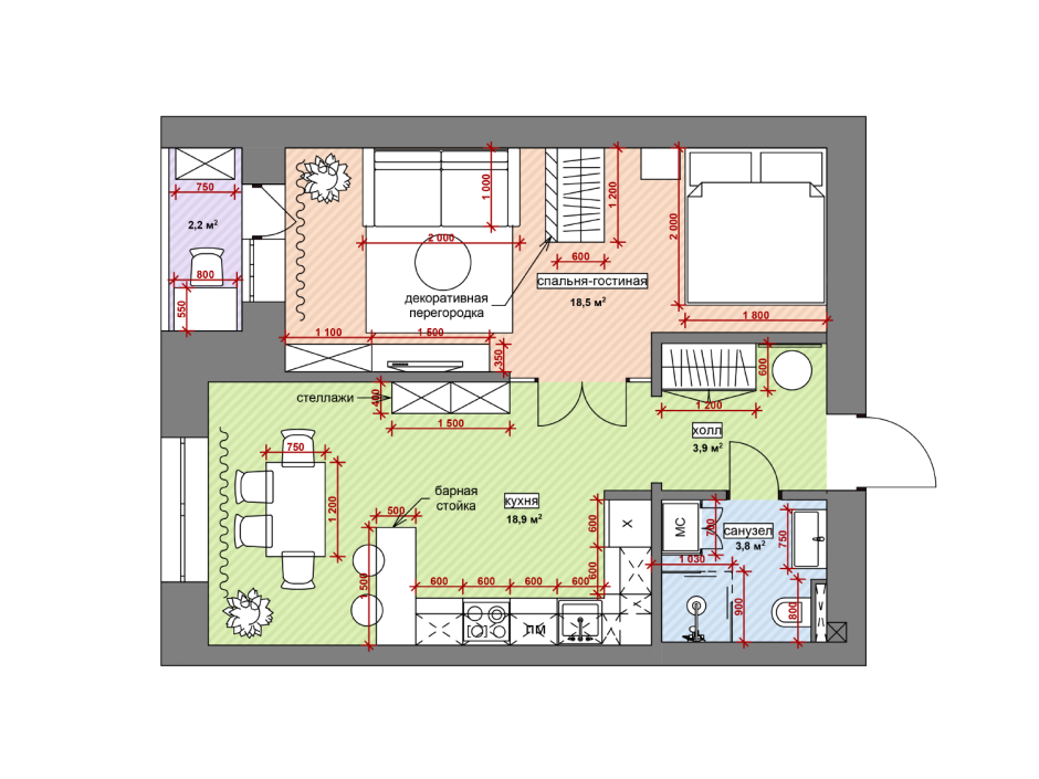 Кухня-гостиная в частном доме