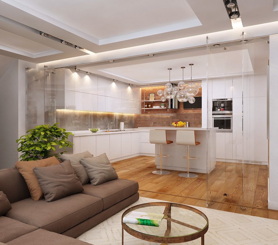 Оптимальная площадь кухни гостиной в частном доме