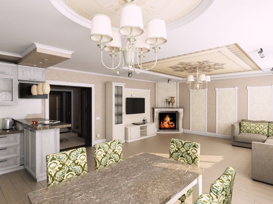 План большой кухни с размерами