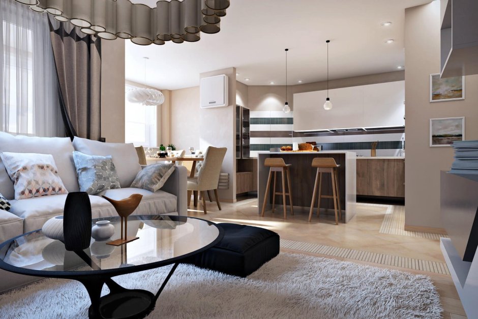 Кухня гостиная с открытой планировкой