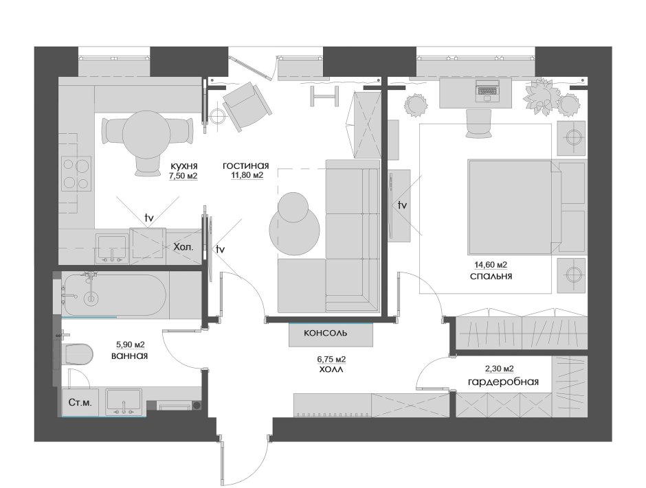 Кухня-гостиная в частном доме
