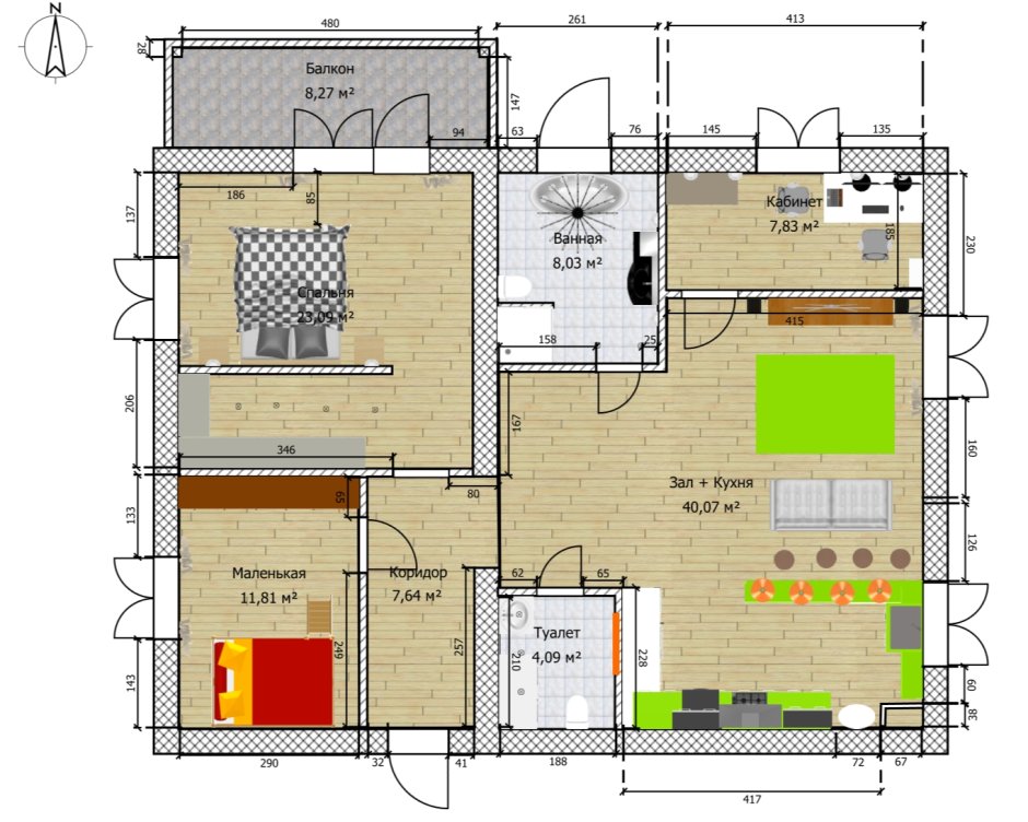 План дома кухня совмещённая с гостиной