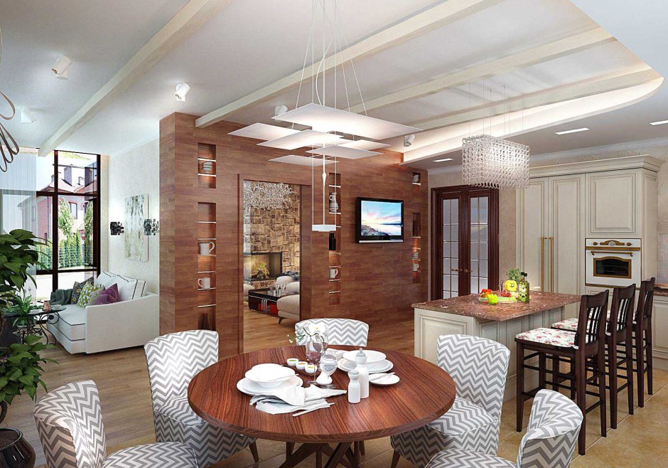 Кухня-столовая в частном доме