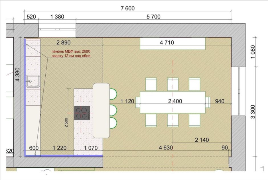 Большая кухня гостиная