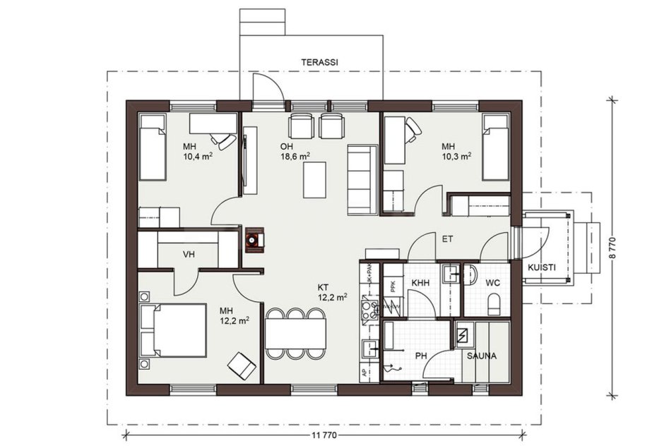 Небольшой дом с двумя спальнями