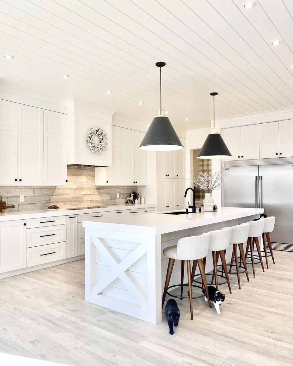 Вагонка на кухне в скандинавском стиле