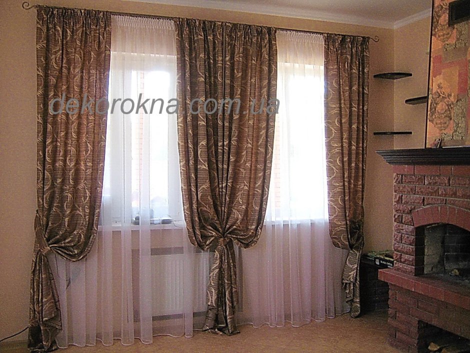 Шторы на 2 окна с простенком