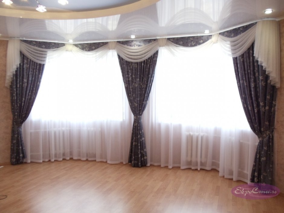 Занавески в зал на три окна