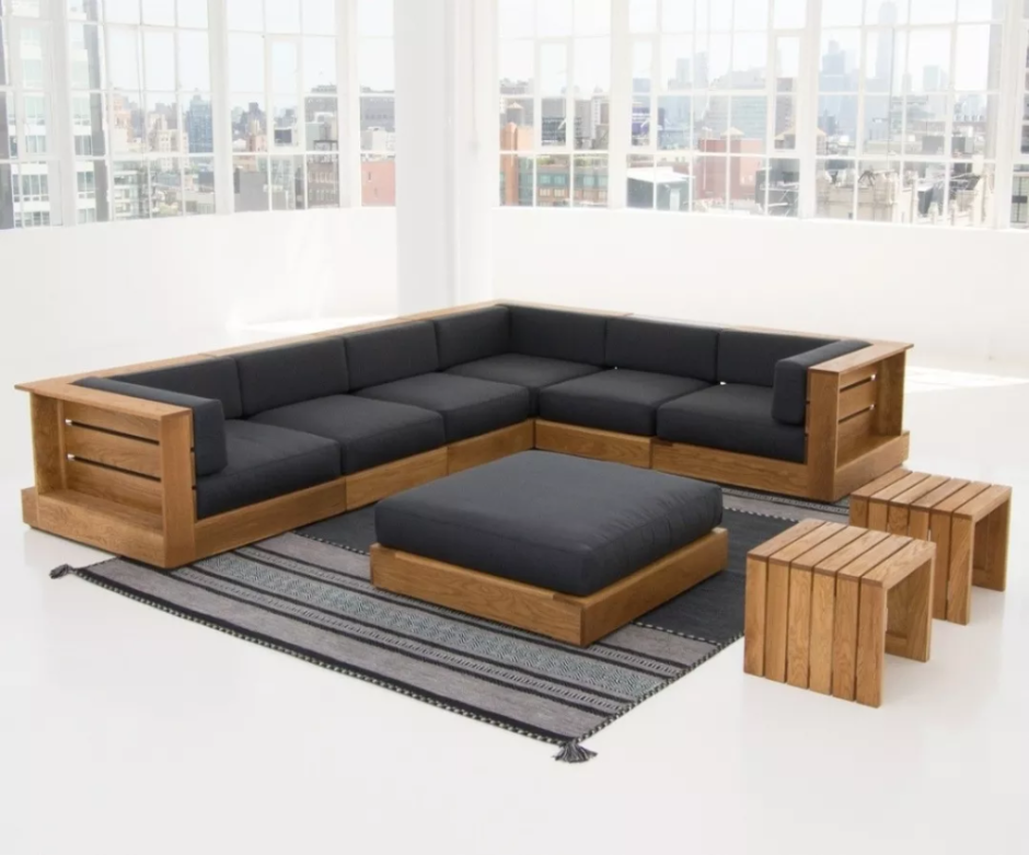 Деревянный угловой диван