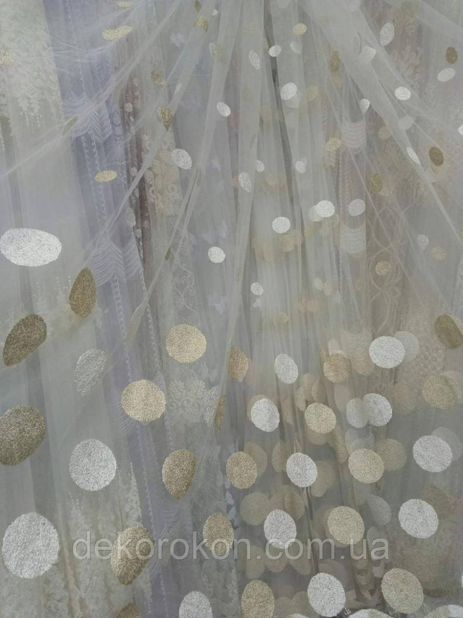 Тюль шарики золото