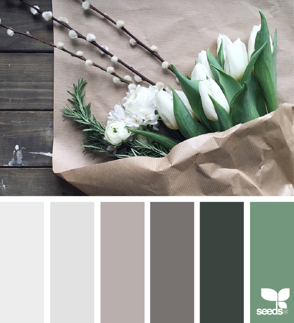 Палитра зеленый бежевый серый