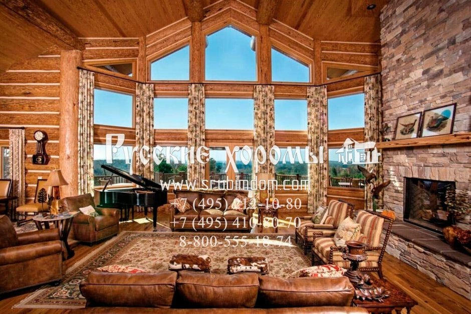 Гостиная в деревянном доме