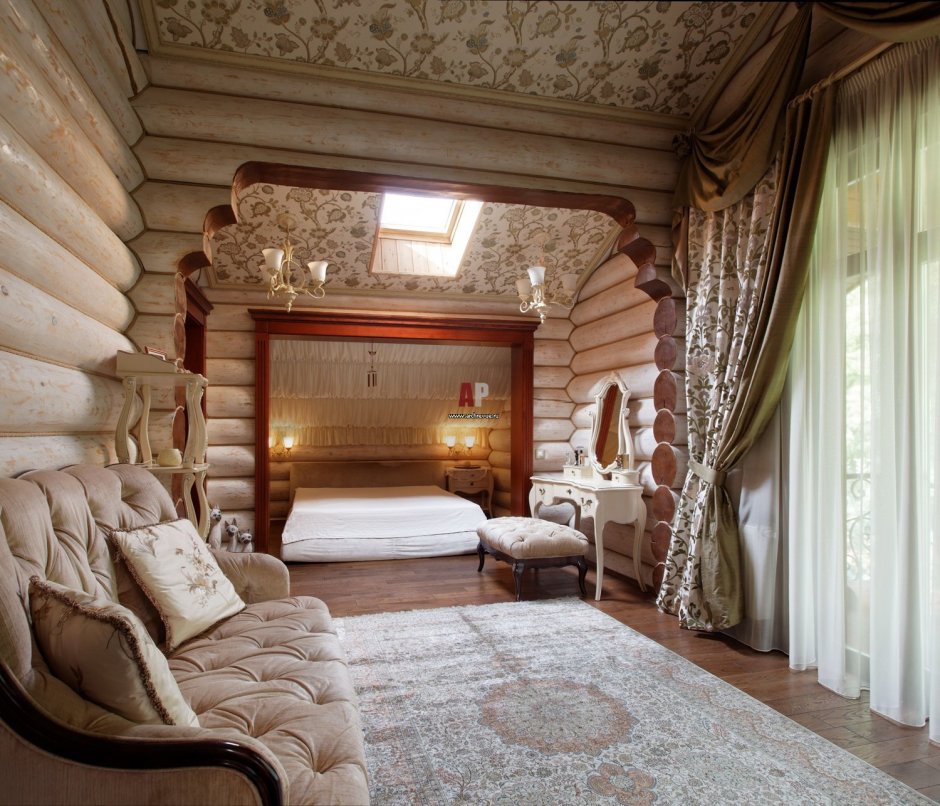 Интерьер бревенчатого дома