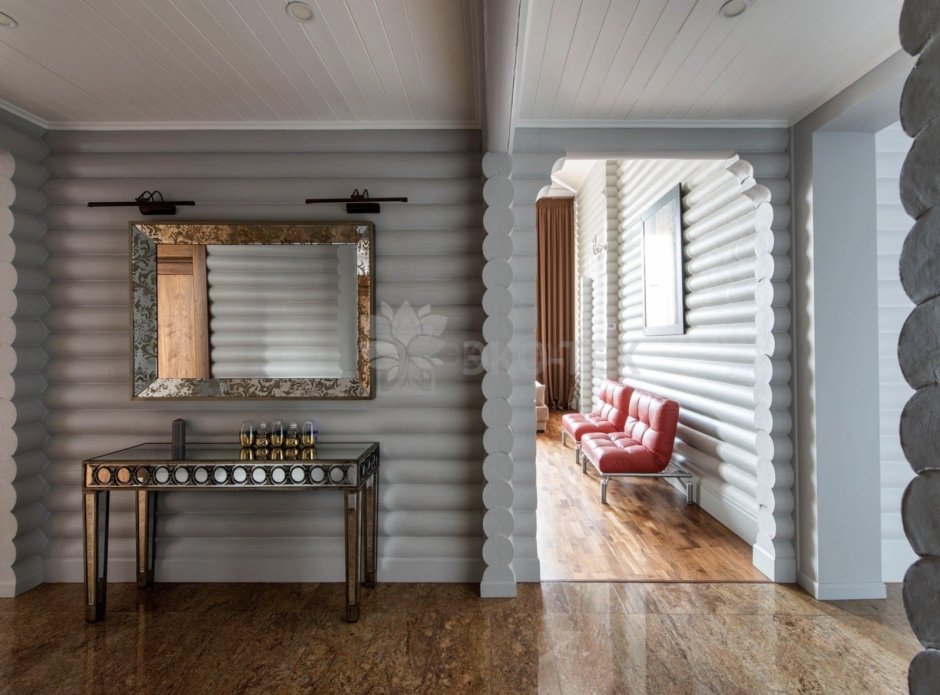 Отделка дома из оцилиндрованного бревна внутри