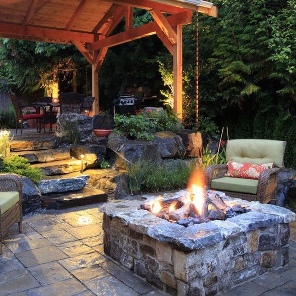 Пергола патио с мангалом