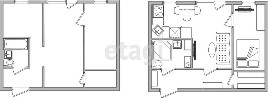 Перепланировка 2-х комнатной квартиры хрущевки