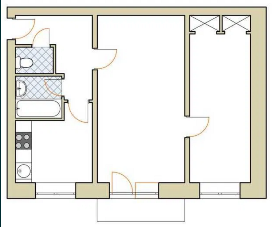 Планировка двухкомнатной хрущевки 44 кв м