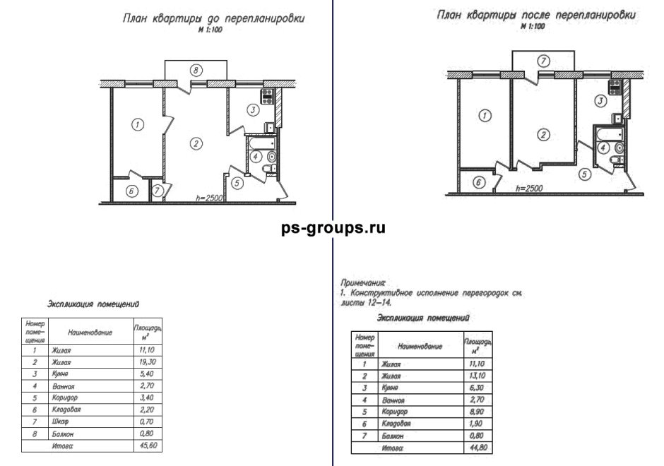 Перепланировка двухкомнатной сталинки 56 кв.м