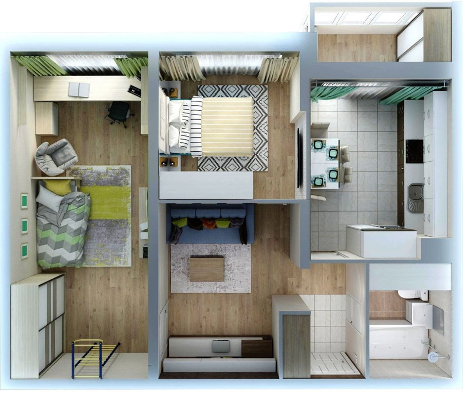 Хрущёвка перепланировка 44м