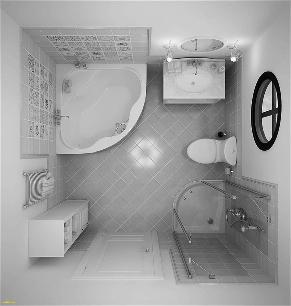 Планировка ванной комнаты 9м2