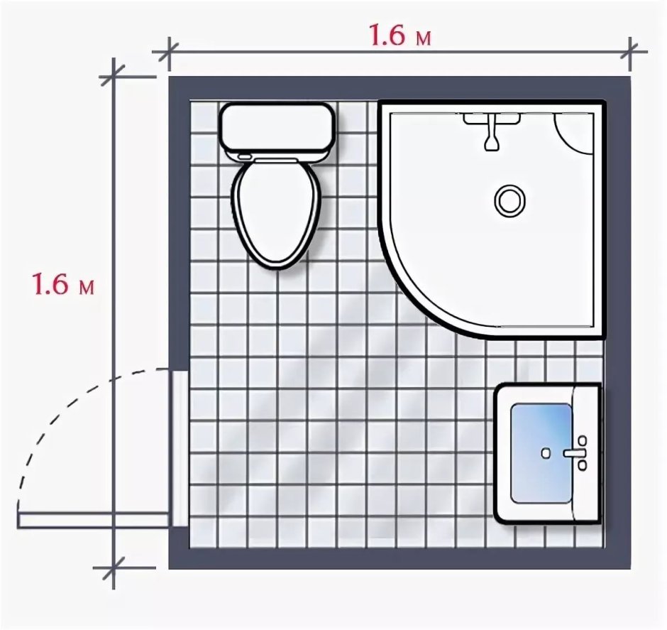 Чертеж ванной комнаты с душевой кабиной 2м на2м