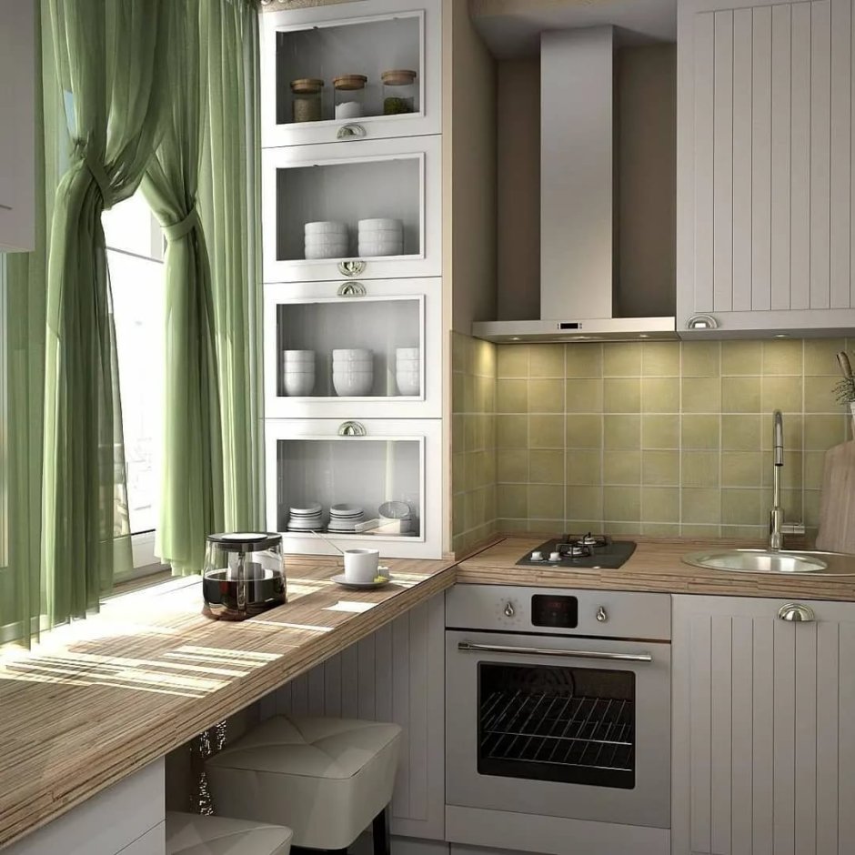 Кухня 7 кв с балконной дверью