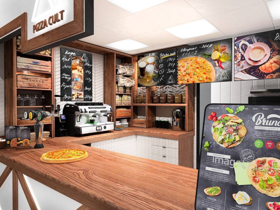 Интерьер мини кафе быстрого питания