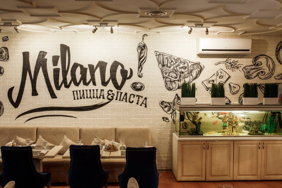 Стены пиццерии в итальянском стиле