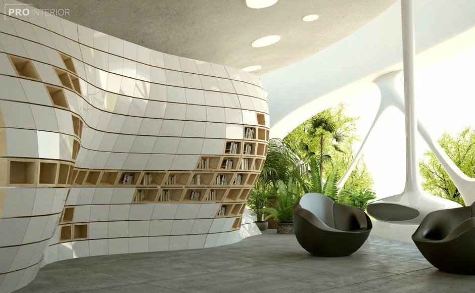 Интерьер в стиле футуризм Бионика