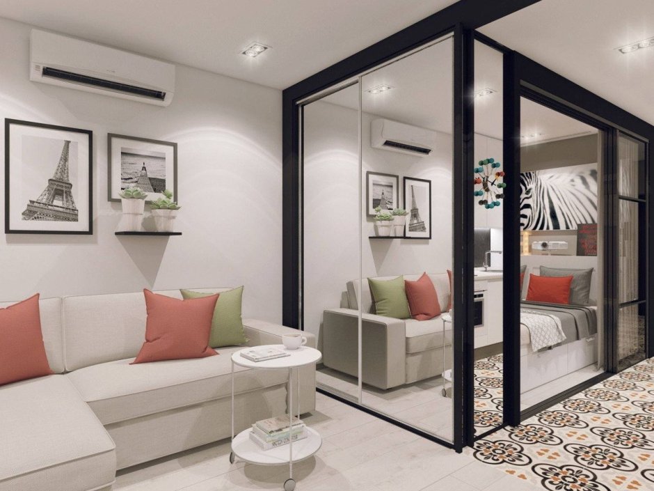 Спальня-гостиная с перегородкой