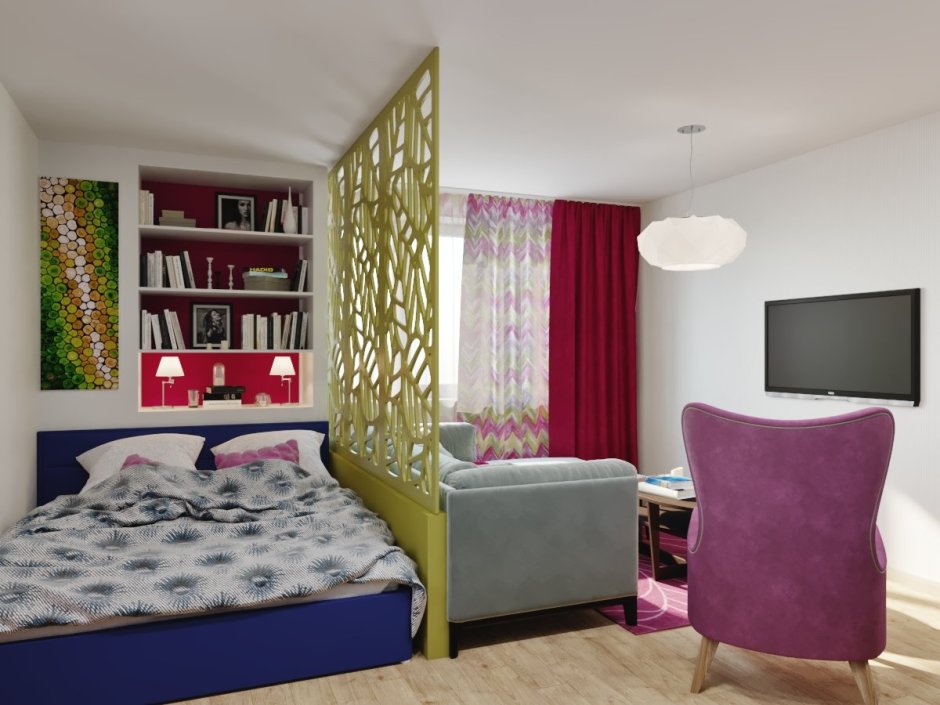 Гостиная-спальня 17м2 икея