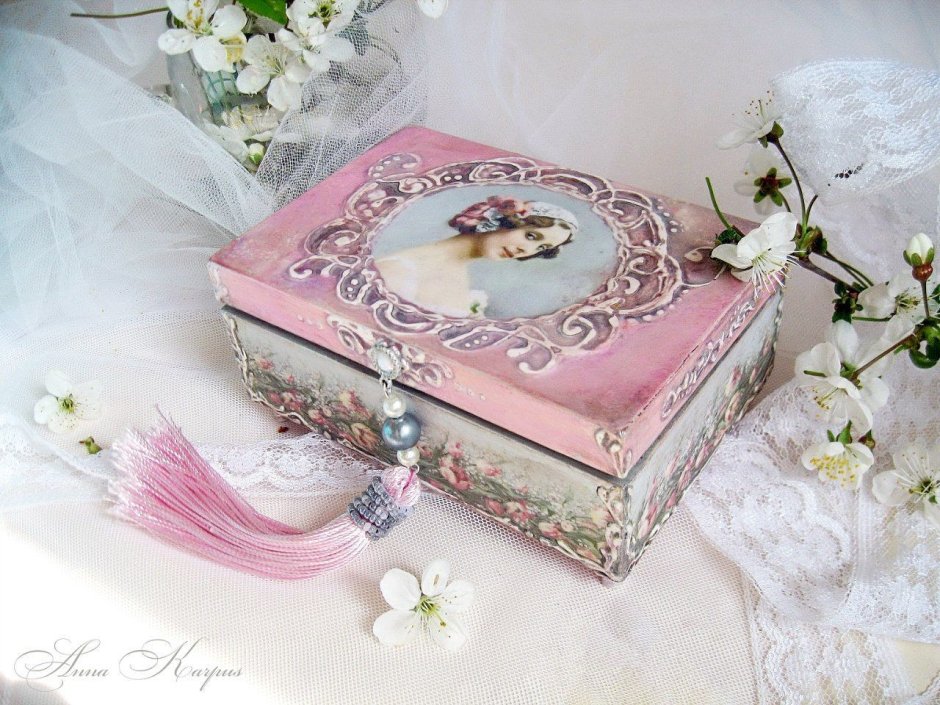Шкатулки шебби Шик с кружевом