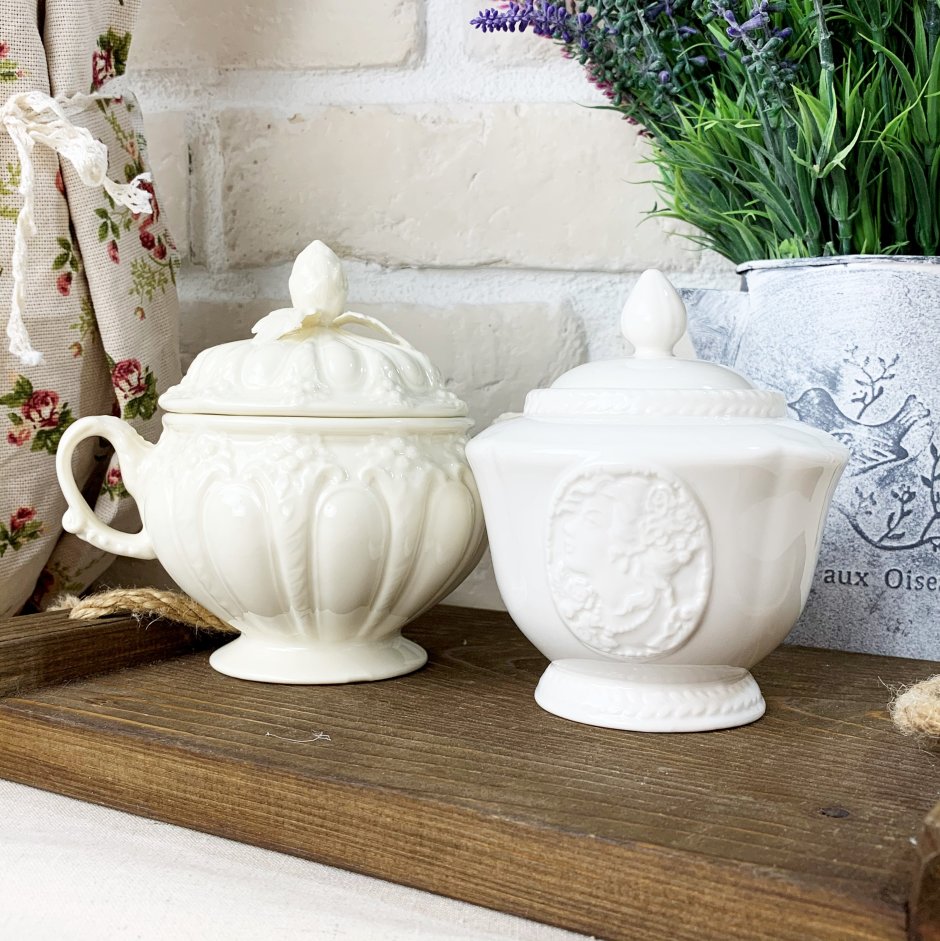 Сахарница кремовая нежный фарфор