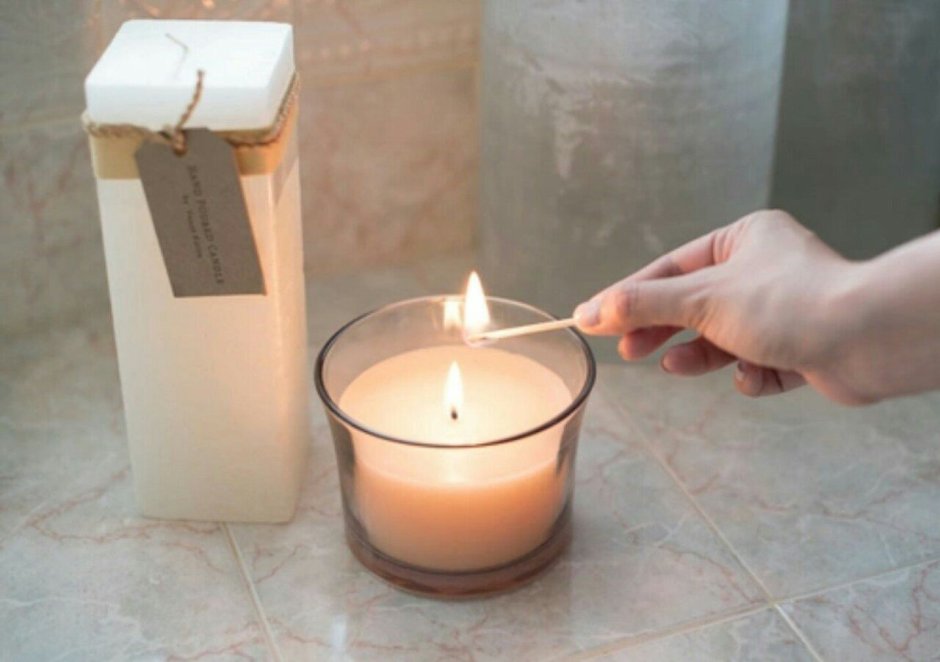 Свечи в интерьере ванной