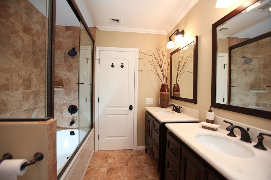 Бюджетный интерьер ванной комнаты