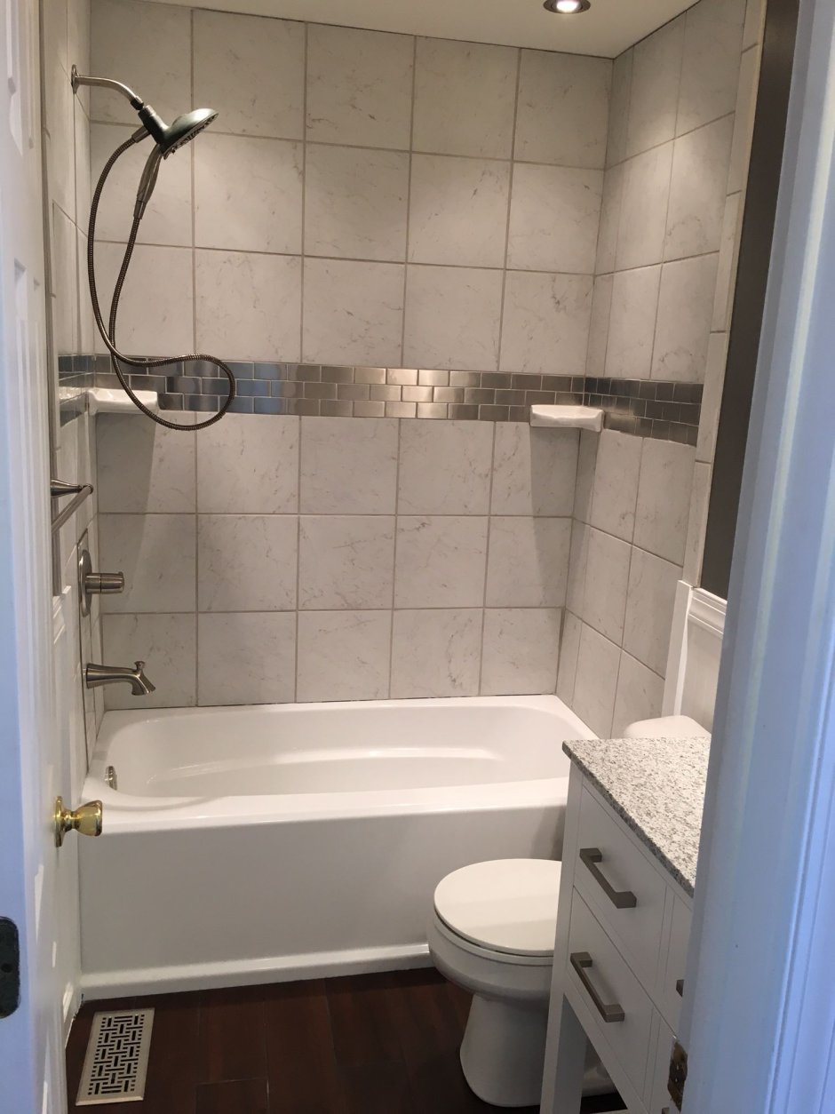 Ванная в серых тонах в хрущевке