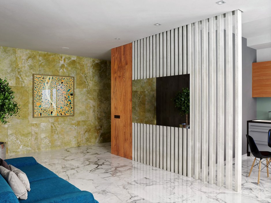 Рейки на стене с телевизором