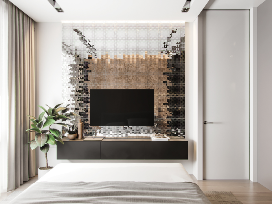 Мозаика в интерьере гостиной