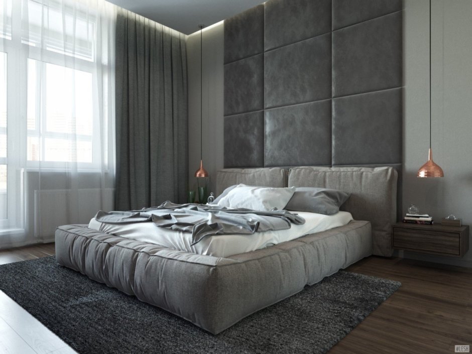 Спальня в серых оттенках