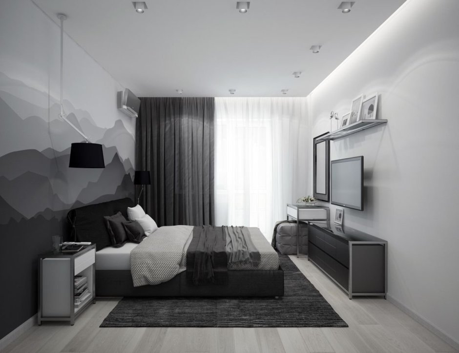 Спальня в серых тонах