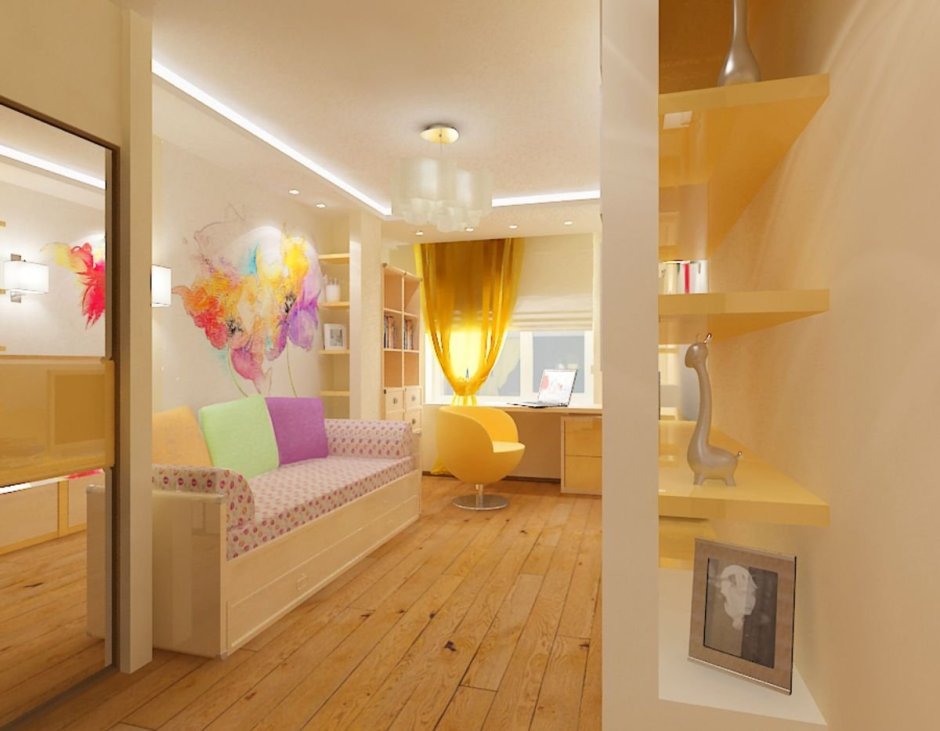 Зонирование комнаты детская и взрослая