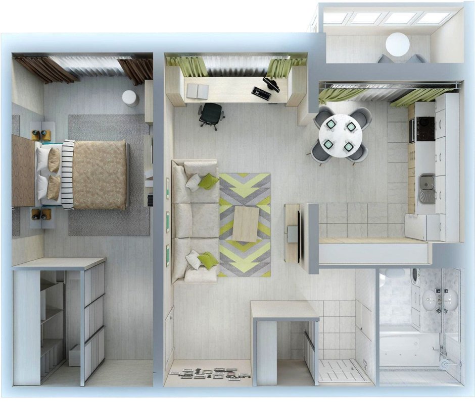 Планировка двушки для семьи с ребенком