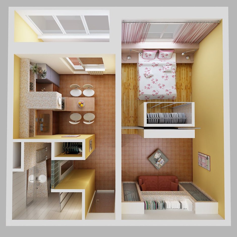 Планировка однушки для семьи с ребенком