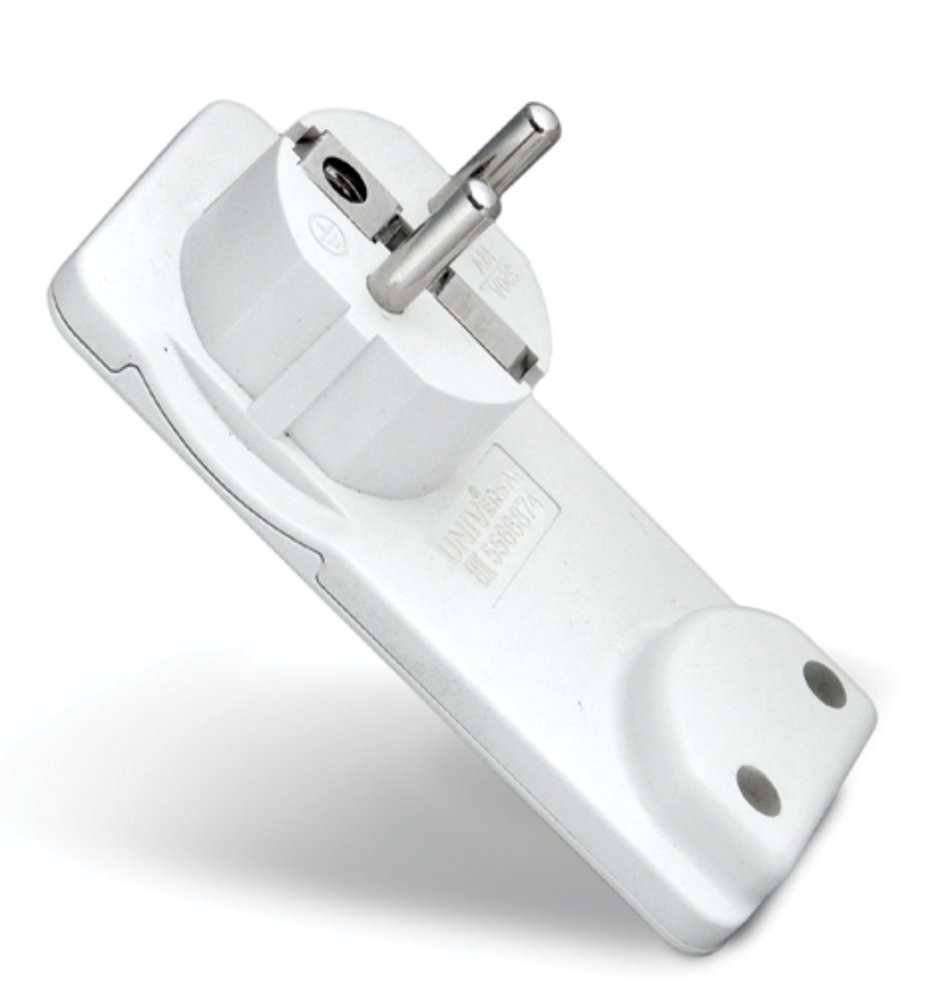 Вилка-невидимка "Universal" с/з белая 16а 250в (еврослот)