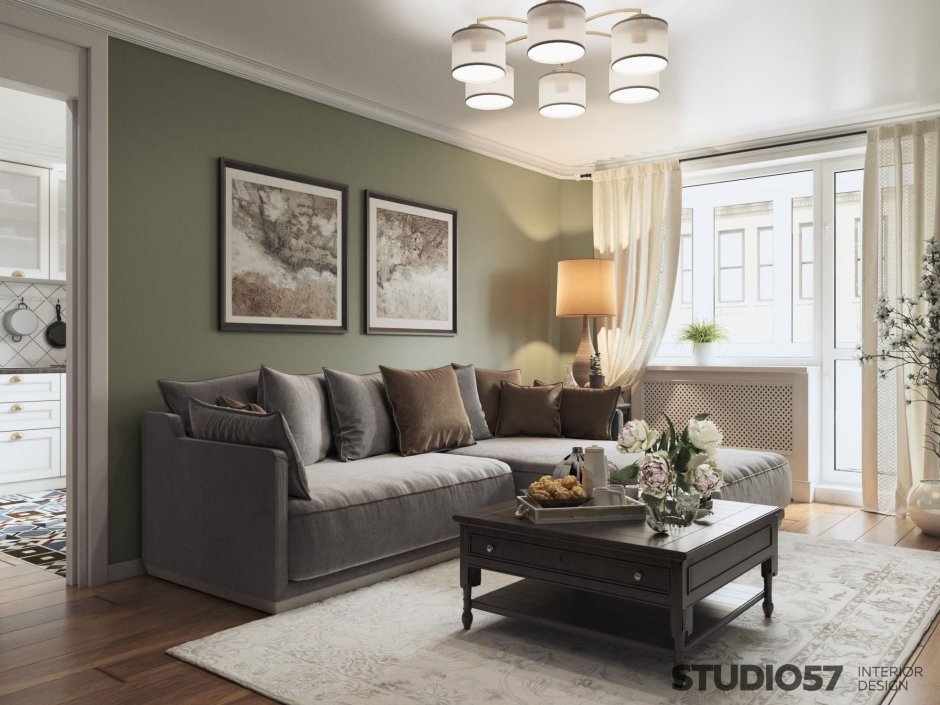 Оливково серый цвет в интерьере